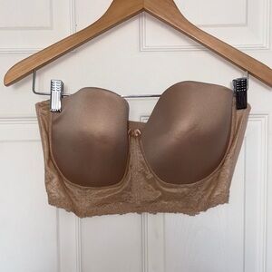 Va Bien Tan Strapless Lace Bra Size 38D